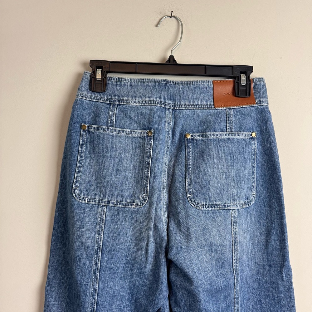Zimmermann Juliette Wide Leg Lace Up High Waisted Jeans - Picture 7 of 10